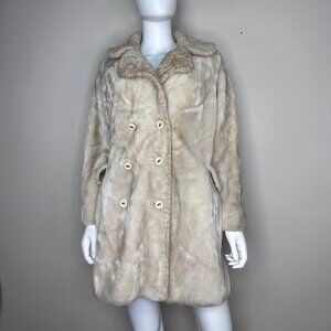 Vintage 1970s Blonde Faux Fur Coat, Borgana Styled by Russel Taylor Size Small